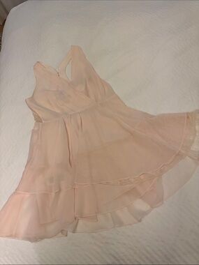 BCBGeneration Pale Blush Layered Chiffon Lace-Trim Chemise